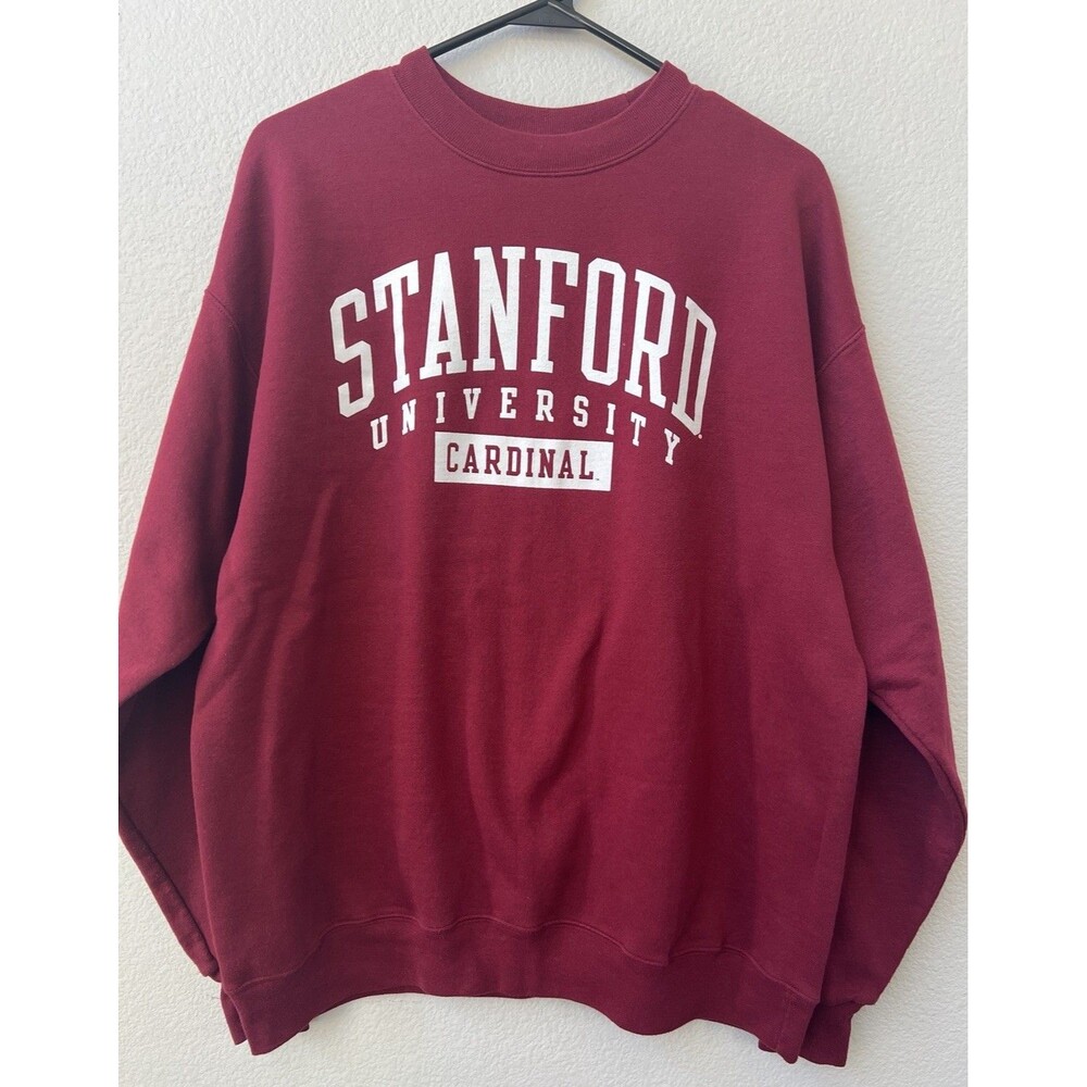 Stanford University Cardinal Crewneck Sweatshirt Maroon Large Hanes EcoSmart